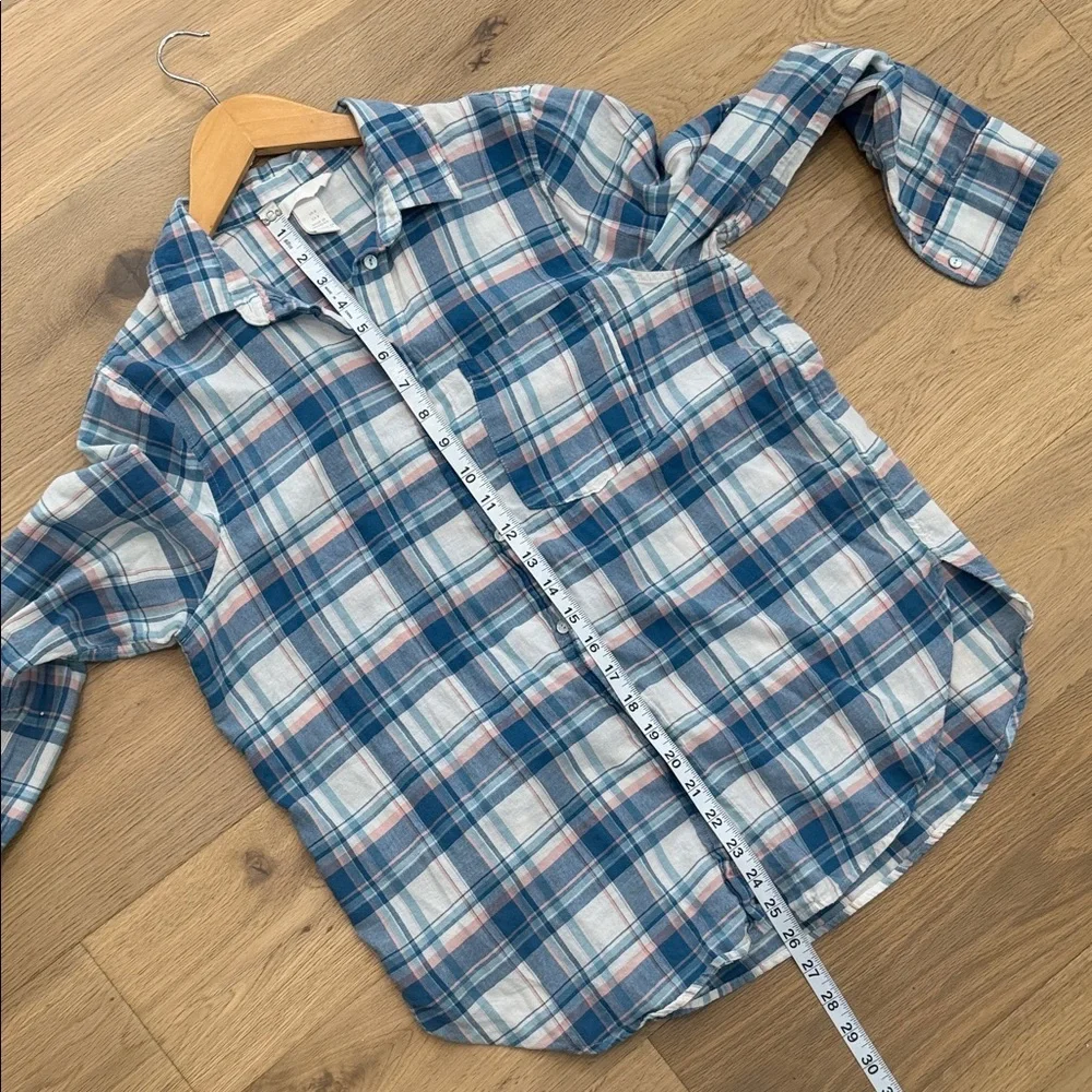H&M Women’s Blue & Pink Plaid Button-Down Shirt – Size 8 - Picture 5 of 8